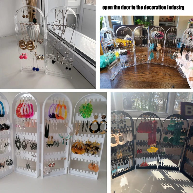 120/180/240/360-hole plastic transparent earrings display stand folding screen earrings jewelry display stand holder box