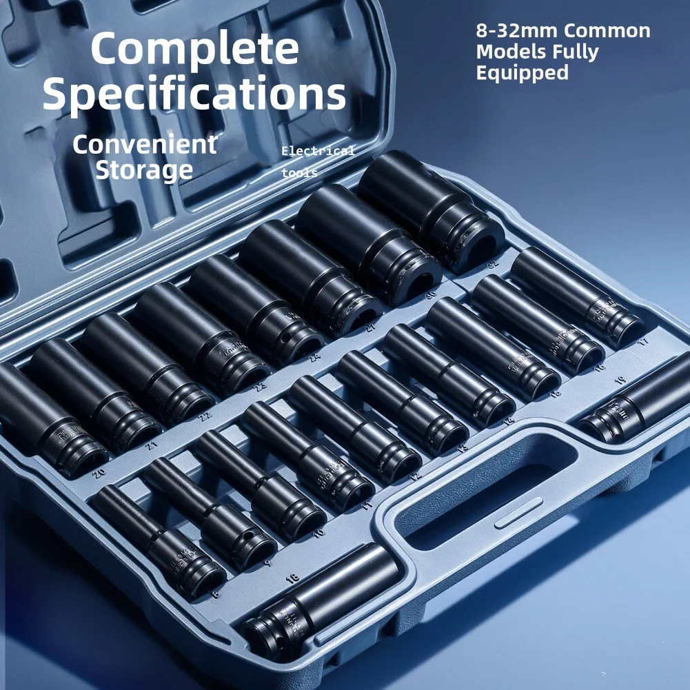 Heavy-Duty SAE For Impact Socket Set: 9 Sizes, Color-Coded SAE For Sleeve Sizes Ranging From 14 Inch To 34