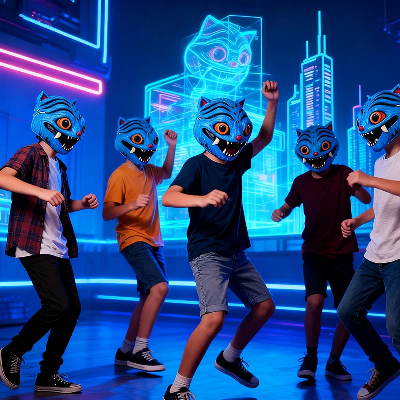 جديد الأزرق النمر اللاتكس قناع Kpop Dem على الصيادين الرعب زي قناع لأحداث الهالوين حفلة تأثيري الدعامة الاطفال الأصدقاء هدية