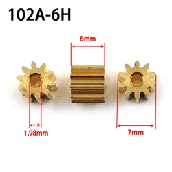 황동 금속 모터 피니언 부품 수리 하드웨어 DIY 액세서리, 구리 기어, 비표준 102A, 0.6M, 10T, 7mm 직경