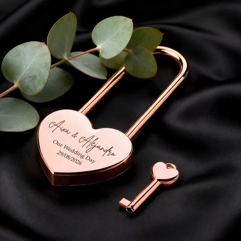 Personalized Heart Love Lock with Key, Long Lock Love Padlock, Custom Wedding Engagement Anniversary Gifts, Couples Gift image 3