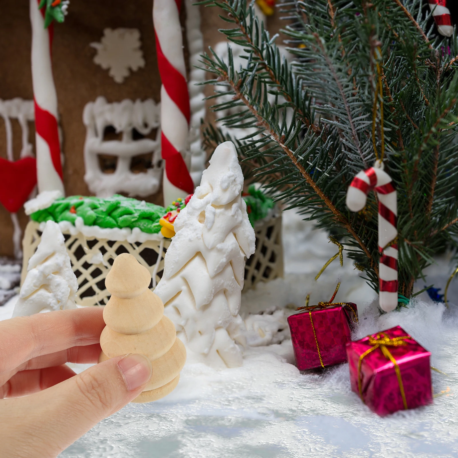 

20 Pcs Christmas naments Unfinished Blank Wood Craft DIY Xmas Decorations Educational Wooden Christmas nament Purpose