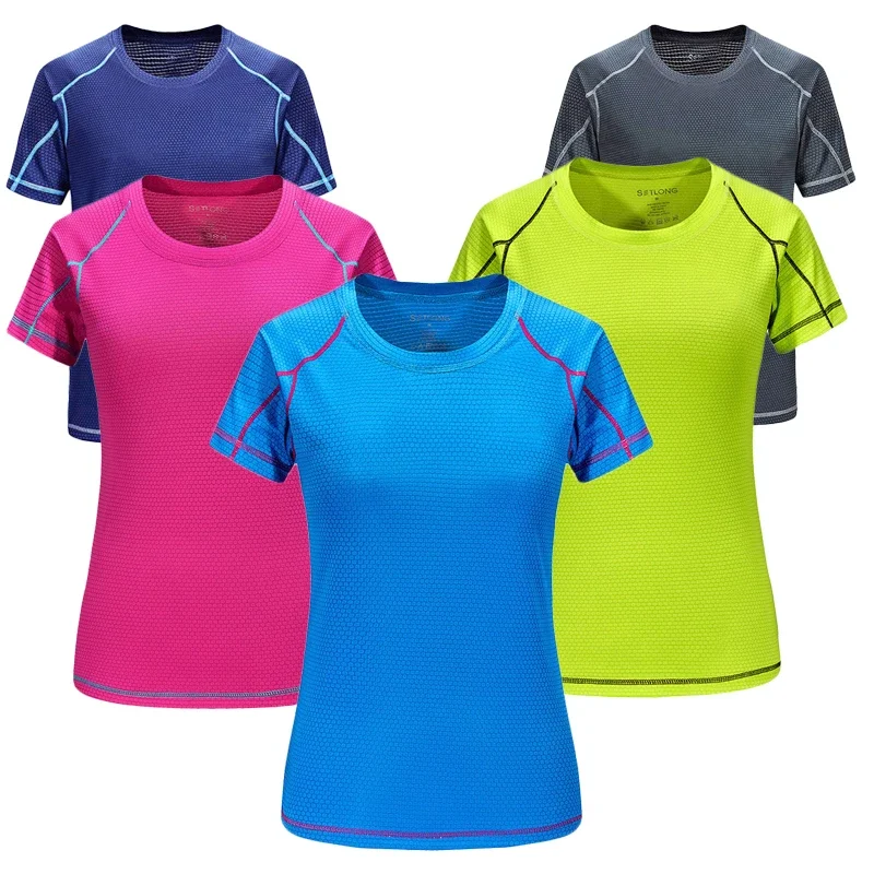 

Women's Quick-Drying Round Neck Sport T-Shirt Trainer Running T-Shirt Solid Breathable Sportswear Hiking and Mountain Climbing
