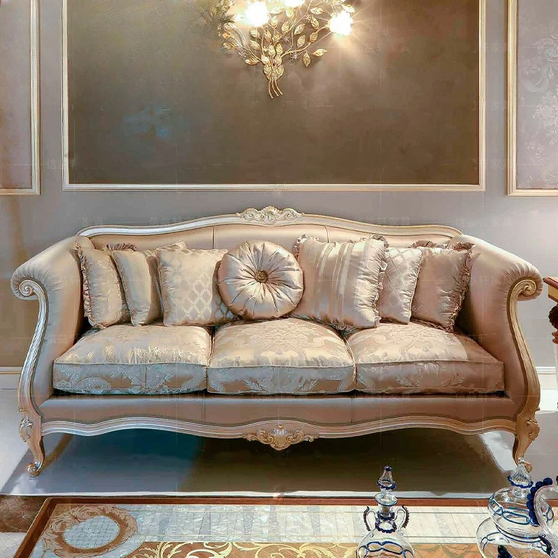 Italian neoclassical villa bedroom French birch sofa large apartment European fabric combination sofa