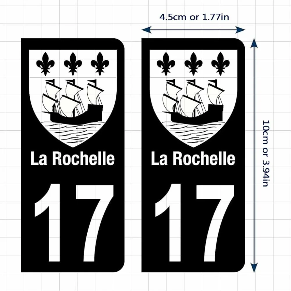 4 Pieces Per Set La Rochelle 17 Ship Stickers, Black White Emblem Vinyl Decals for Car & Bike Accessories