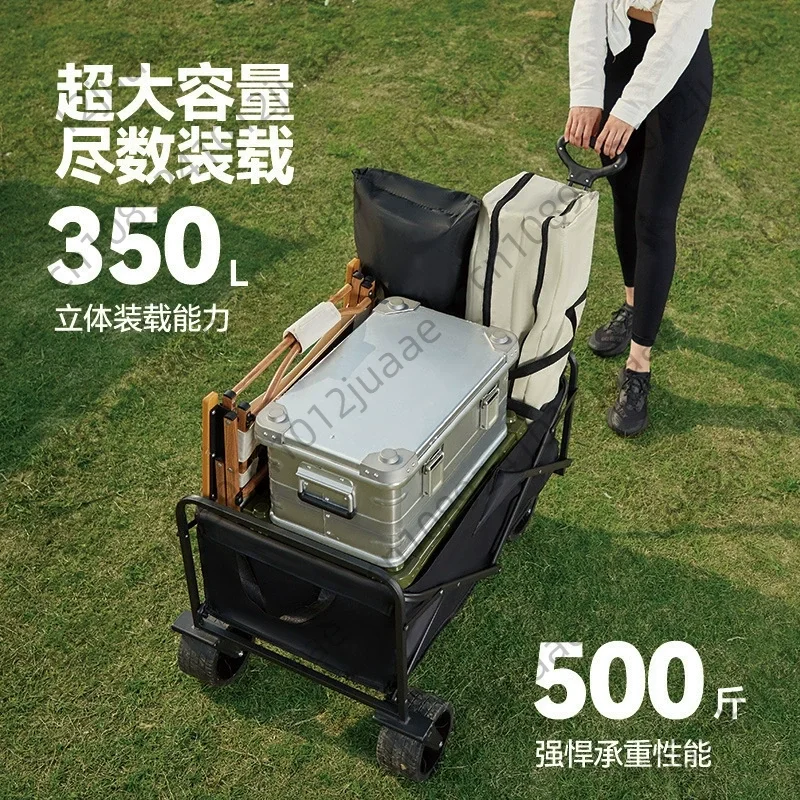 Large Foldable Camping Cart Outdoor Picnic Trolley Portable Mobile Wagon For Stall Use