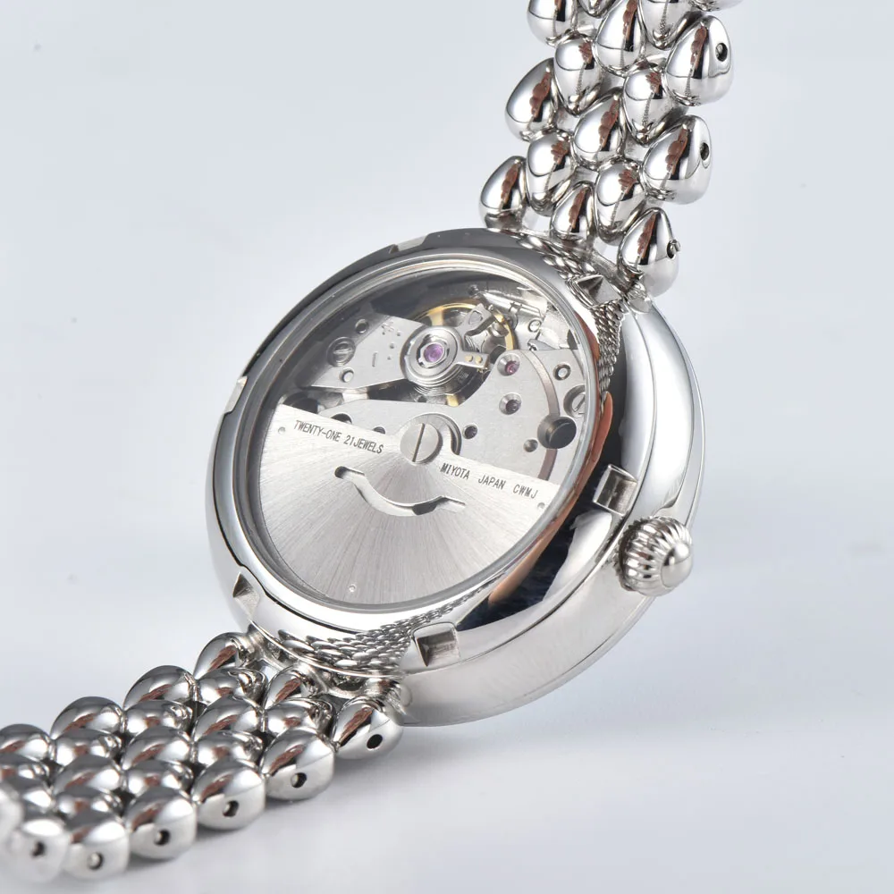 Relojes de pulsera para mujer de moda de 32,3 mm con esfera romana de diamante artificial Miyota 8215/82S0 movimiento automático puede personalizar el logotipo