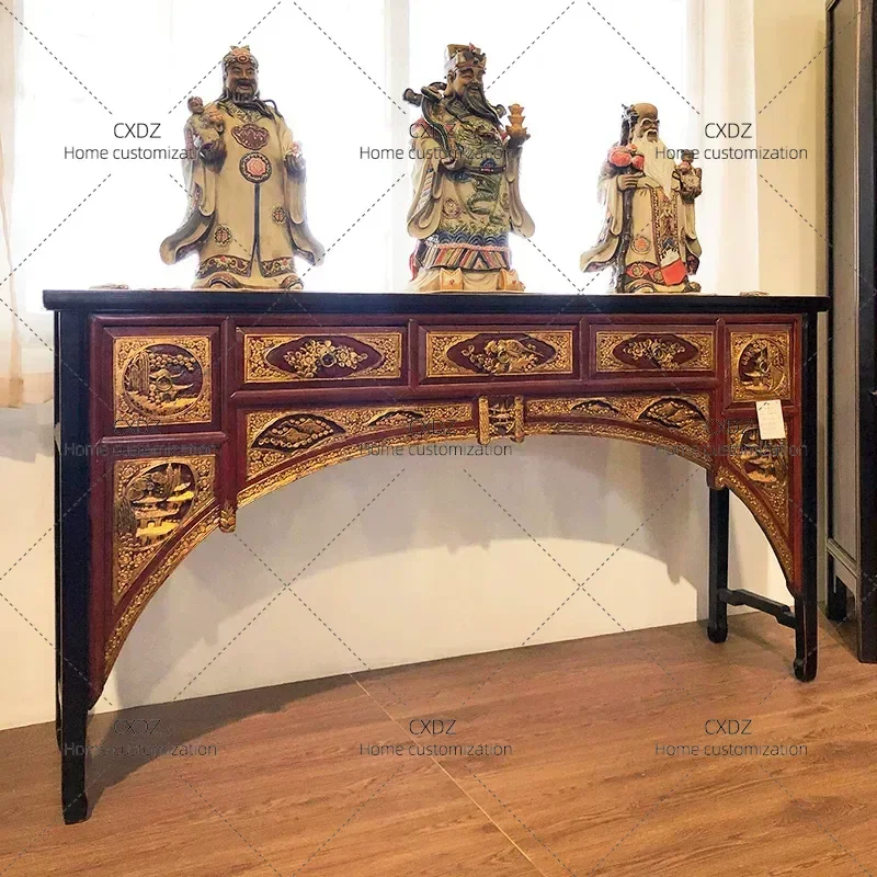 Ming Qing Style Solid Wood Incense Table Antique Furniture New Chinese Storage Entryway Bar Counter Flat Head Case Desk