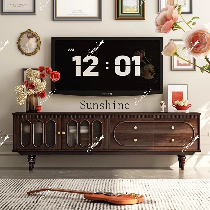 American light luxury retro pure solid wood simple locker living room furniture  FT