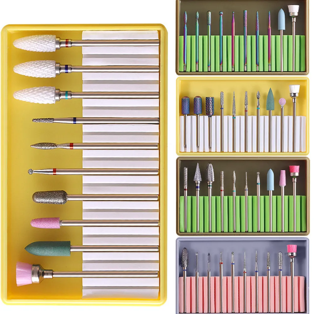 

1 Set Of Ceramic Nail Drill Bits Professional Manicure Grinding Head Kit For Acrylic Gel Nails Polish Reshape Cuticle
