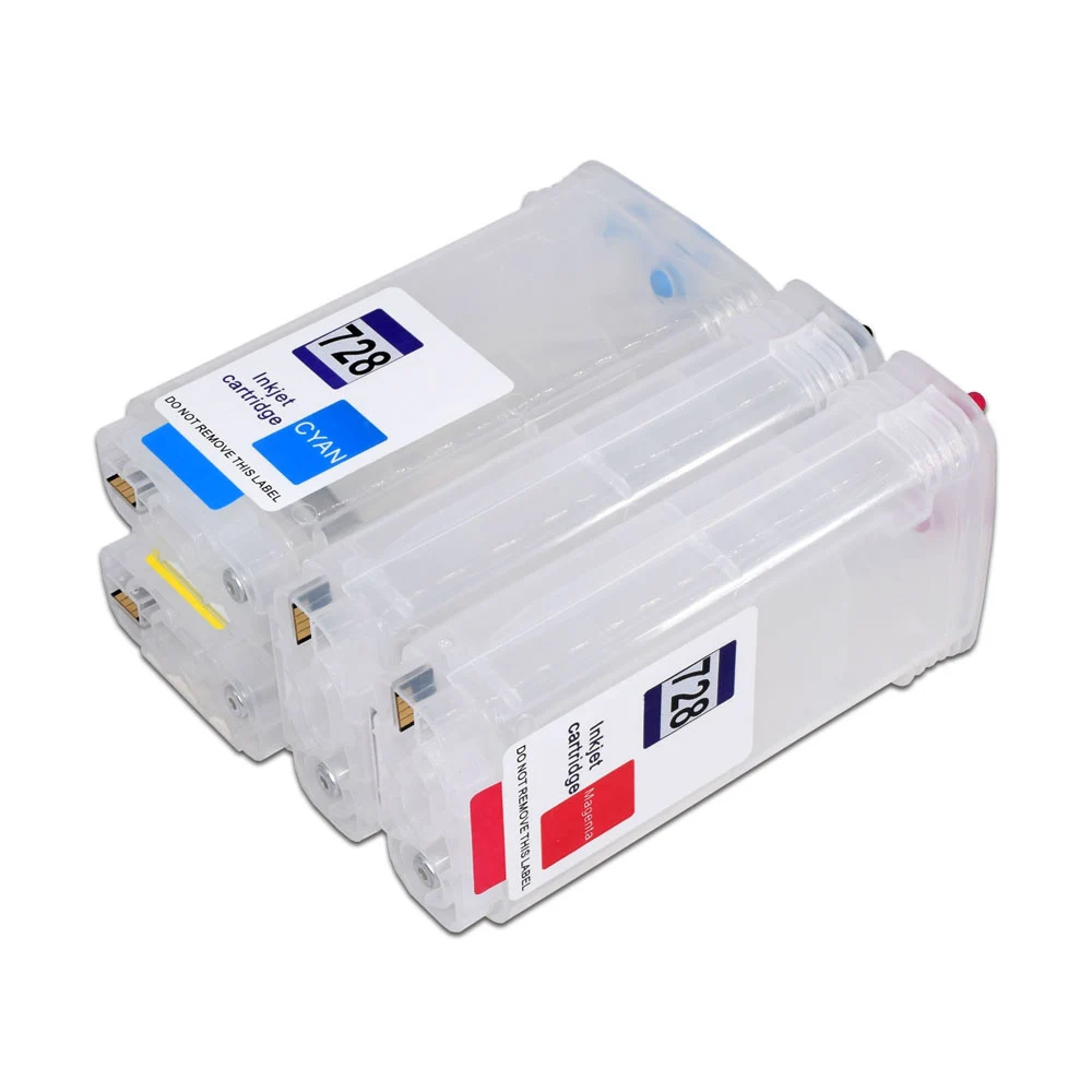 130ml/pc 4 Colors For HP728 HP 728 Empty Refillable Ink Cartridge with Chip for HP Designjet T730 T830 Printers
