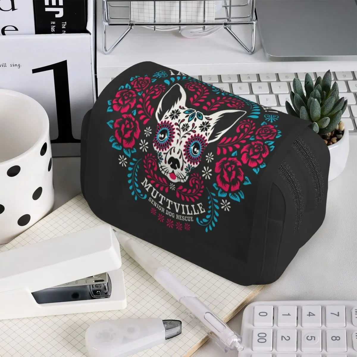 

Пенал с принтом собаки в стиле Дня мертвых для мальчиков и девочек, подарочная коробка для ручек, сумка для карандашей, канцелярские принадлежности, сумка-держатель для ручек