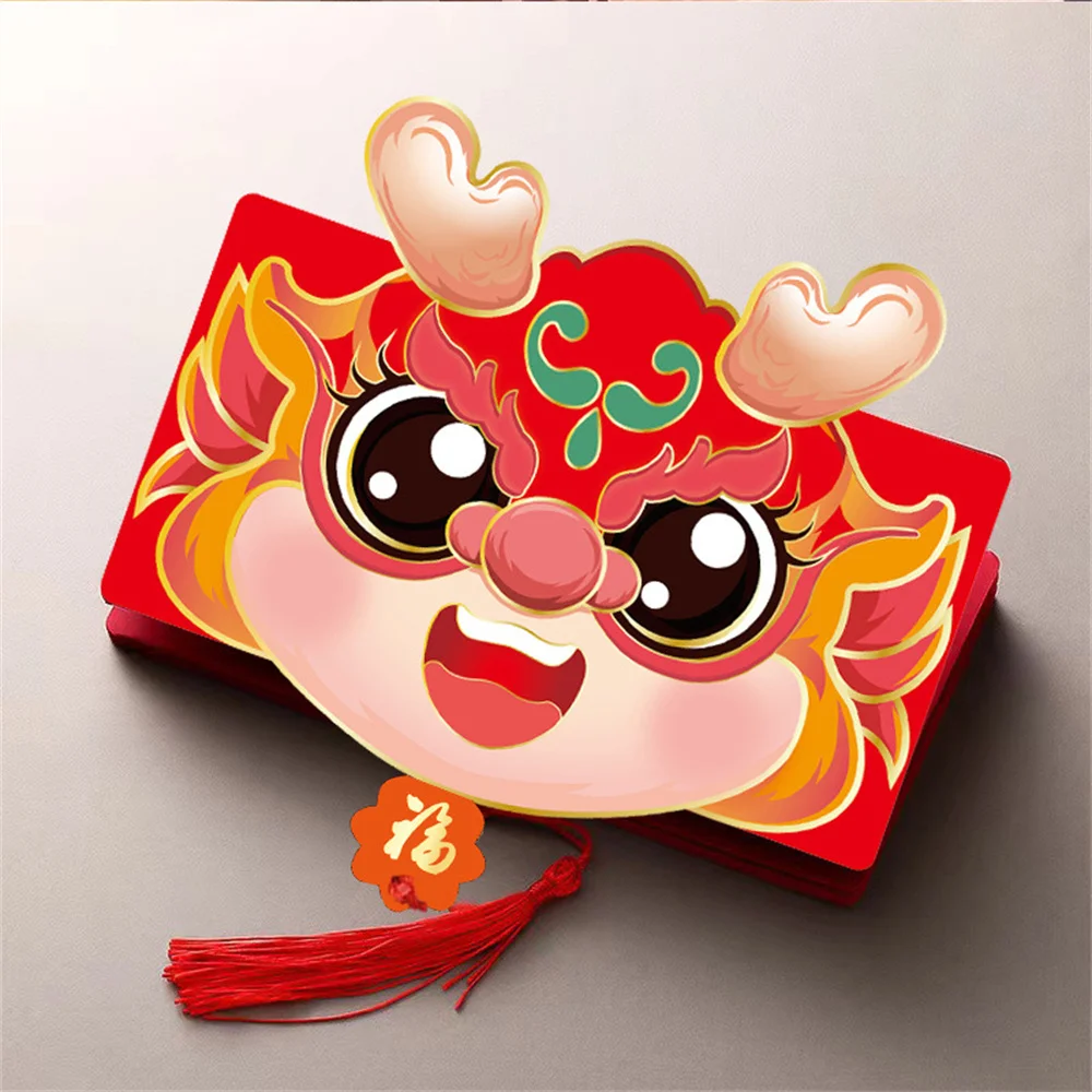 5/1PCS 2024 Red Envelopes 6 Card Slots Foldable Chinese Red Envelopes Year Of The Dragon Chinese New Year Red Envelopes Supplies