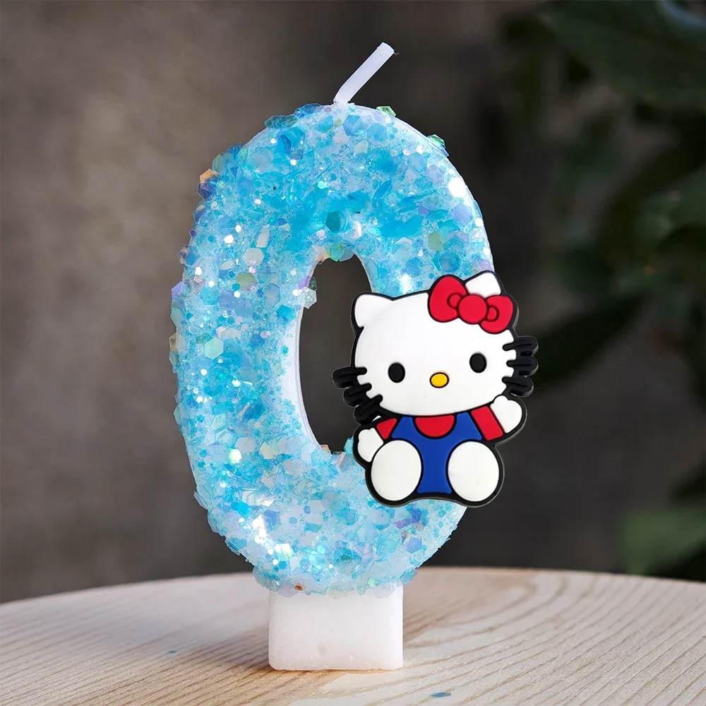Niedliche Hello Kitty Glitzernde Farbverlauf-Zahlenkerze Kuchendekoration Süßes Thema Kindergeburtstags-Party-Zubehör Mädchen-Baby-Shower-Dekorationen – Detail 34