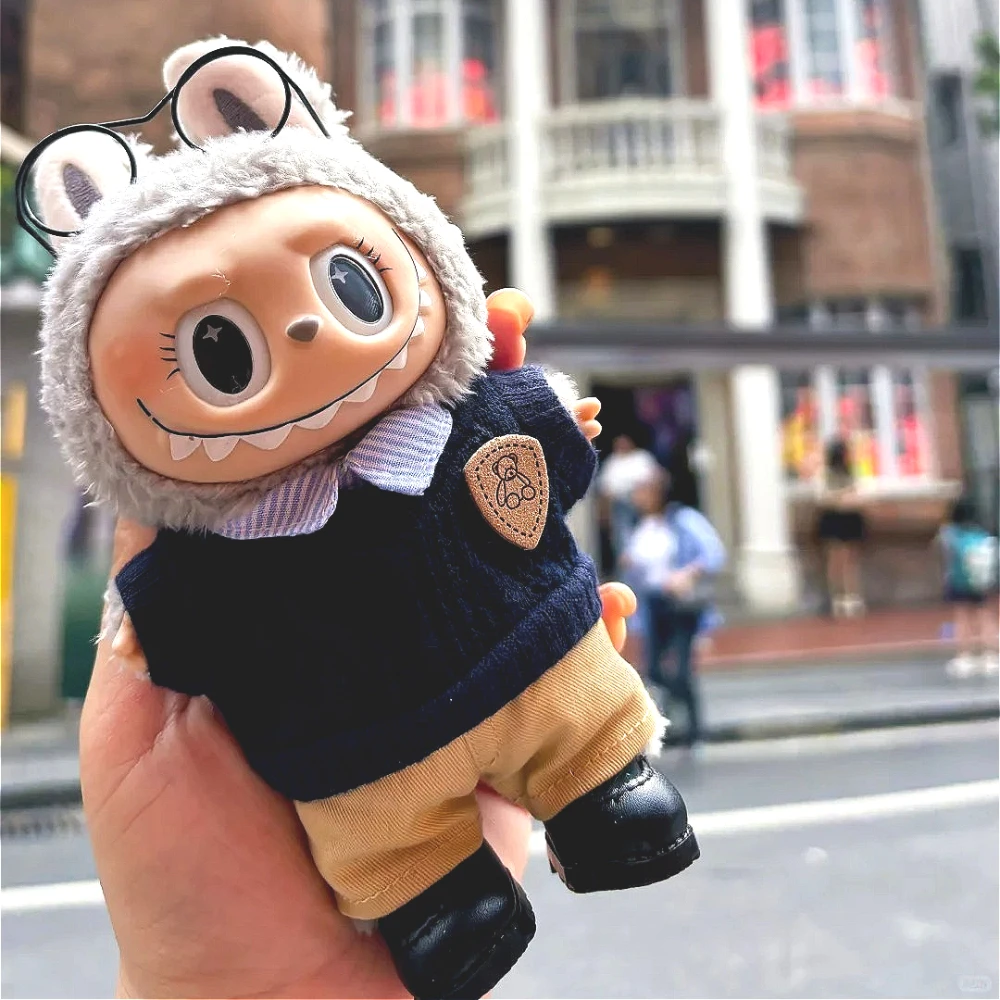 Conjunto de ropa de estilo de viaje Cultural universitario para muñecas Labubu 3,0 de 17cm, accesorios para muñecas Idol de peluche, regalo para niños