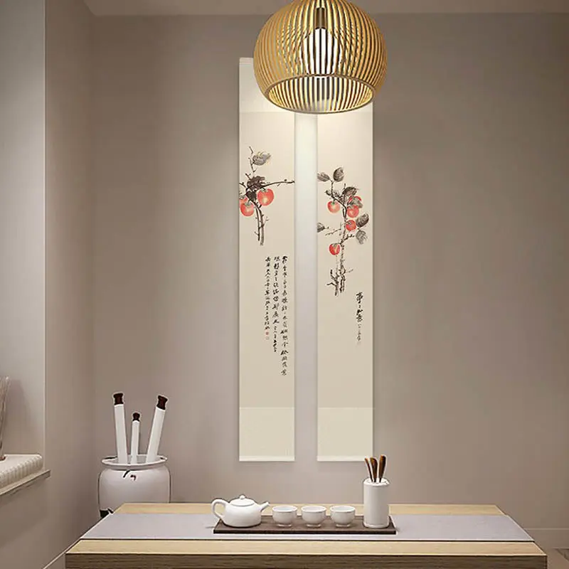 

Китайский длинный вертикальный стиль все хорошо прокрутка гостиная диван столовая чайная комната фэн-шуй роспись настенное искусство