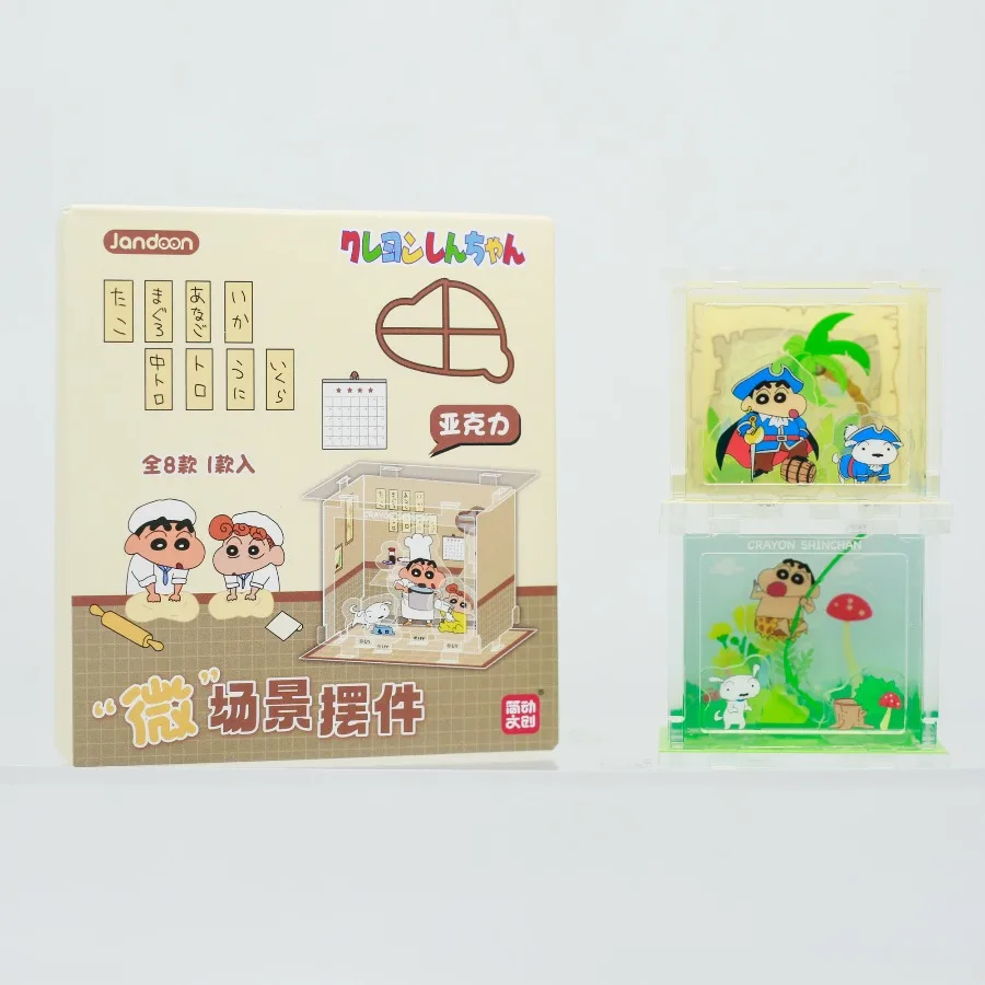 

Натуральный карандаш Shin-chan Kawaii, микросцена, акриловая слепая коробка, аниме, мультяшный декор для рабочего стола, подарок на день рождения, витрина, игрушки