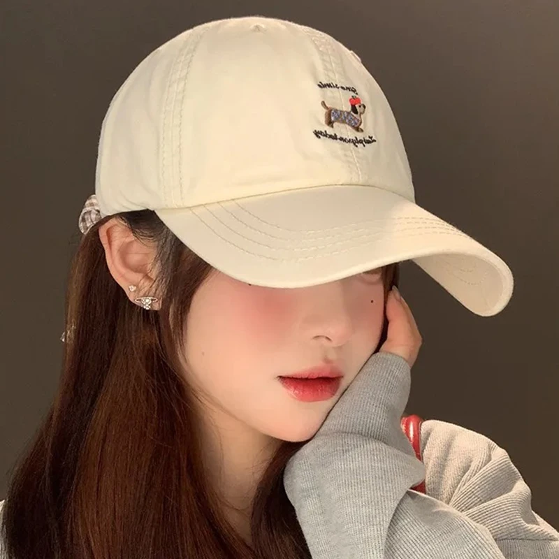 

Cotton Cute Little Dog Bow Tie Headband Baseball Cap For summer Sun Protection Sunblock Baseball Cap Student Versatile