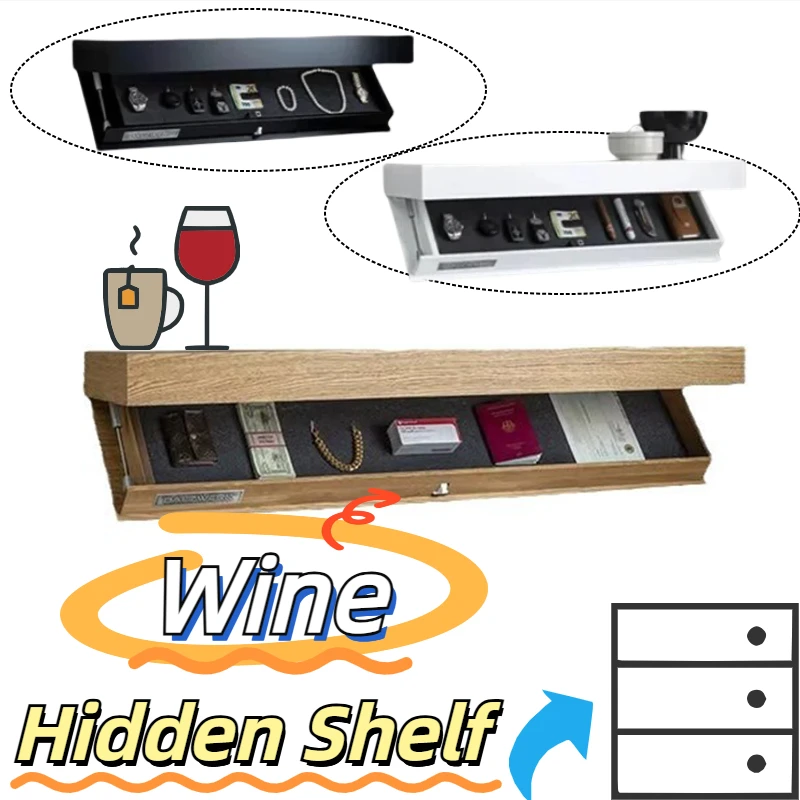 Magic Flap Designer Shelf With Secret Compartment Shelf Hidden Shelf Floating Wall Mounted Storage Wine Cabinet Storage Rack