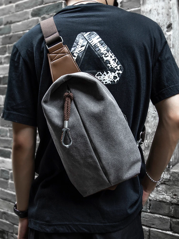 AliExpress TANGHAO Men Canvas Sling Bag Small Casual Daypacks Durable Crossbody Chest Bag Outdoor for Men Outdoor Cycling Travel