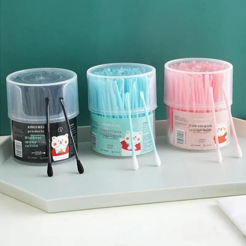 100 قطعة فرش رمش المتاح مسحة 2In1 أعواد قطنية الأذن مغرفة المزدوجة الرأس وظيفة لوحة قطن الأذن تنظيف إزالة ماكياج #3