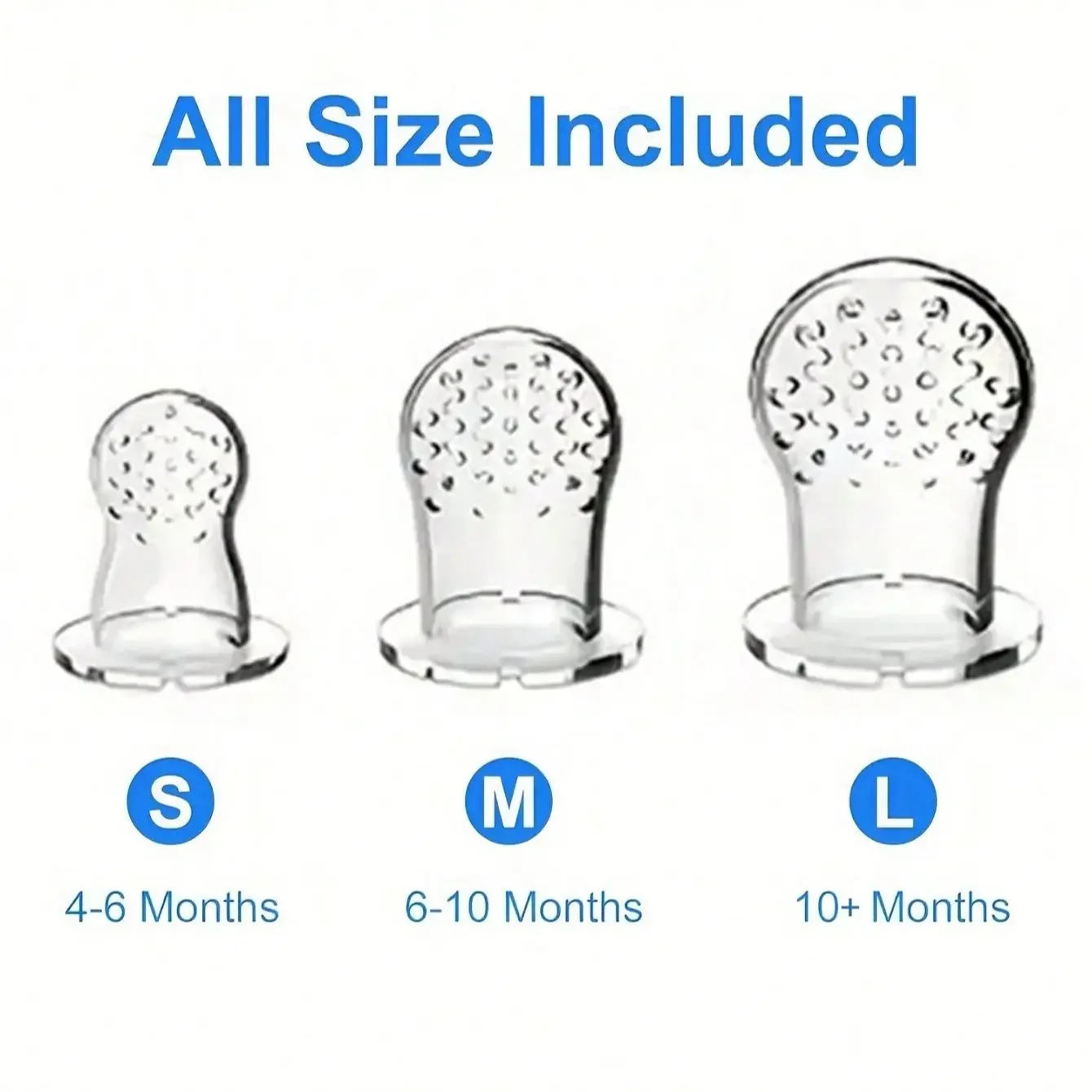 Food feeder, fruit feeder, nipple, Teening toy, Teener for fresh frozen fruits - Silicone nipple includes all sizes