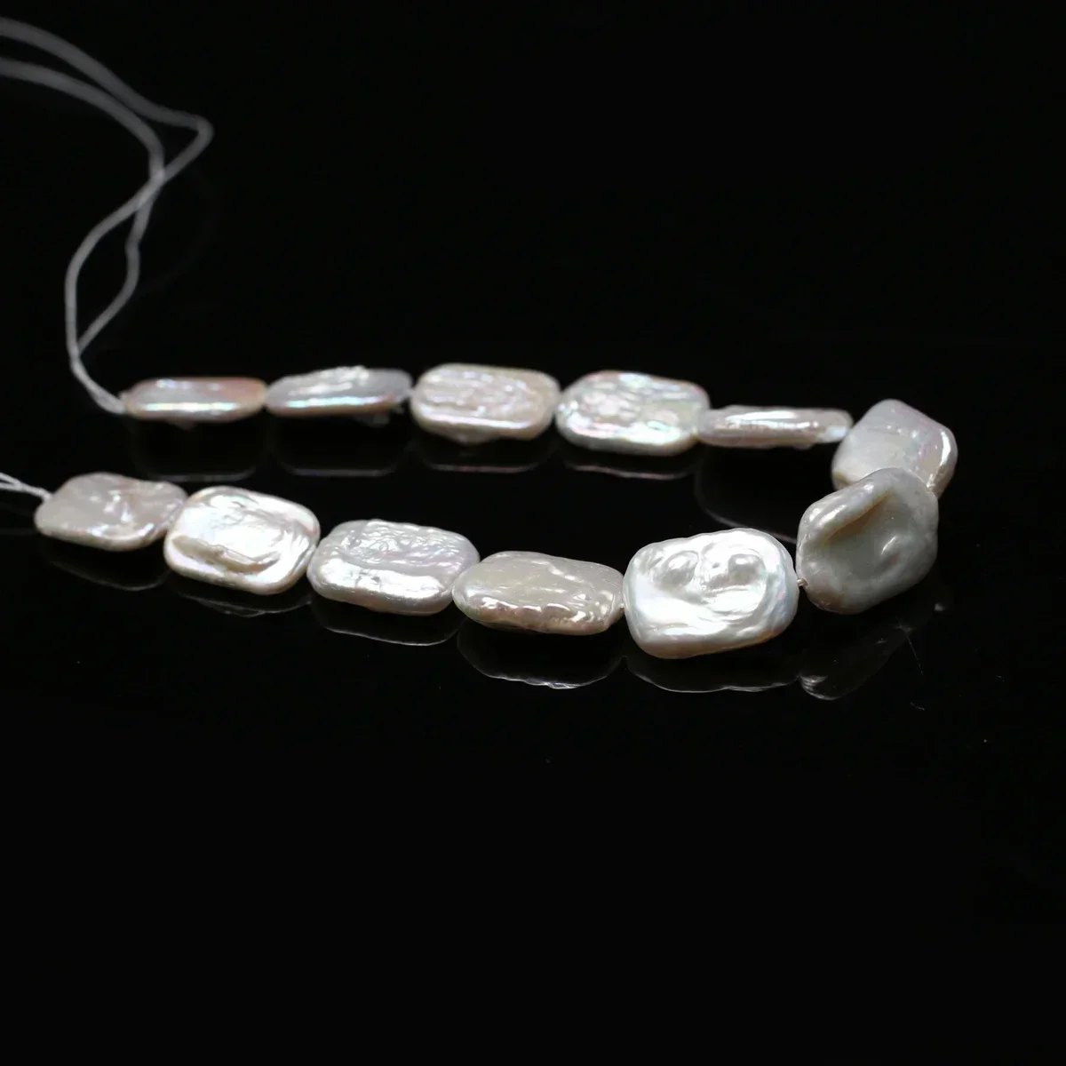 12x16mm AAAA 18cm Hand-Selected Baroque Square Natural Freshwater White Pearl Bead Jewelry MakeDIY Necklace Bracelet Accessories