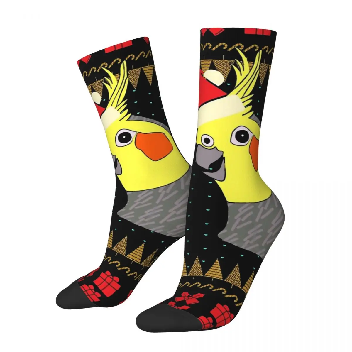 Funny Happy Sock for Men Cockatiel Parrot Ugly Christmas Sweater Parrot Pet Bird Quality Pattern Printed Crew Sock Casual Gift