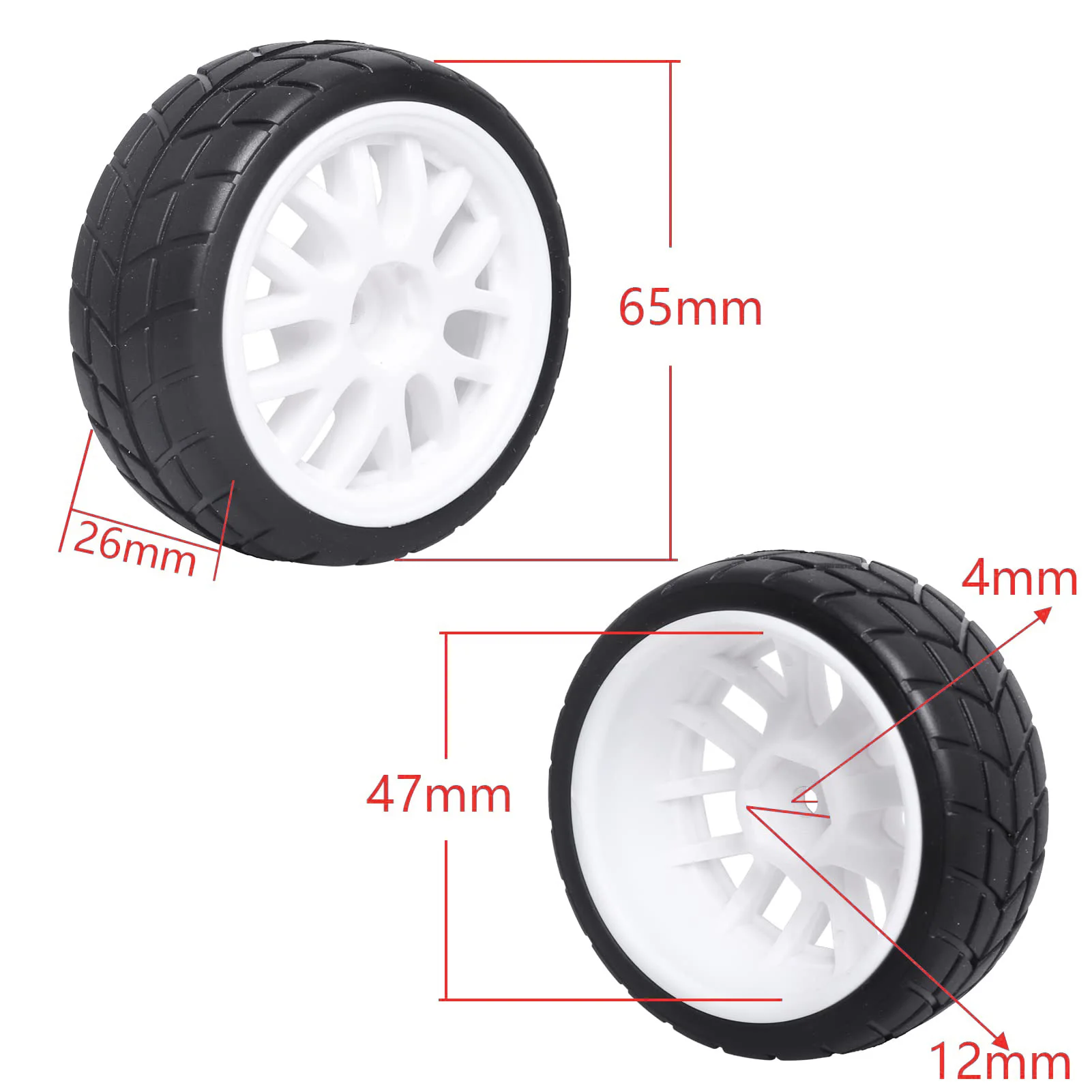 1/10 RC Racing Car Tires AND BLACK NUT M4 for Tamiya TT01 TT02 XV01 TA06 PTG-2 HPI WR8 HSP /10 RC Car Upgrades Parts 1/10 RC