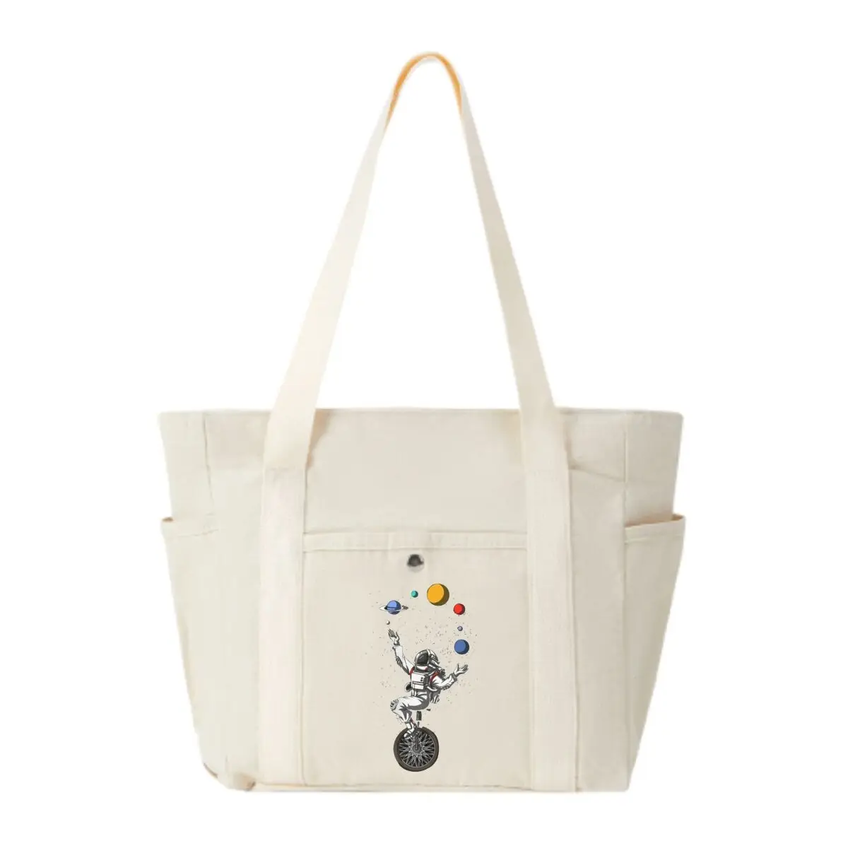 

Astronaut Juggling Planets on Unicycle Art Graphic Canvas Shoulder Bag Female Simple Campus Shopping Bag