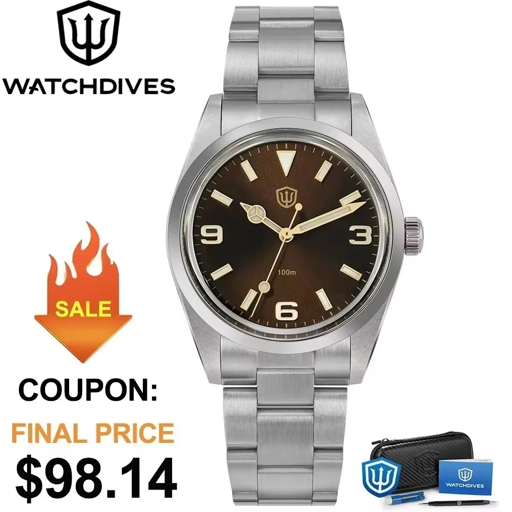 

Watchdives WD1016 V2 VH31 Кварцевые часы с механизмом 37 мм Классические часы из нержавеющей стали с сапфировым стеклом BGW9 Светящиеся водонепроницаемые винтажные часы
