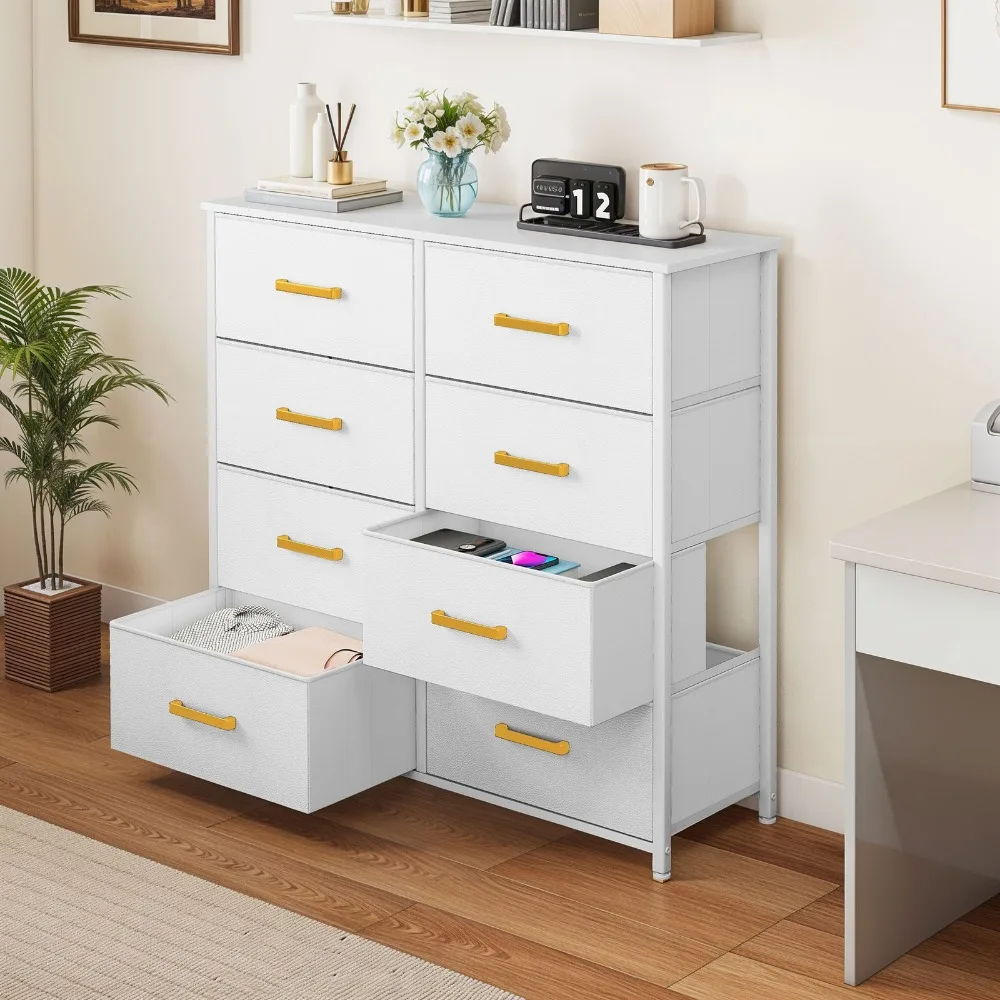 Lemari Laci 8 Tingkat Putih Kain Penutup Tinggi Anti Air Organizer Gagang Emas