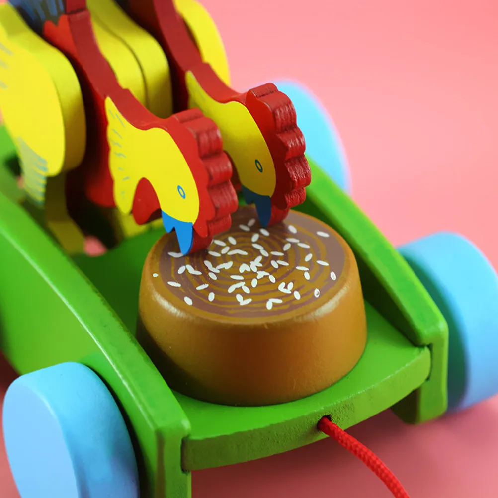 

Деревянная игрушка-петушок для малышей: толкай, клюй, тяни рис. Развивающая игрушка для детей.