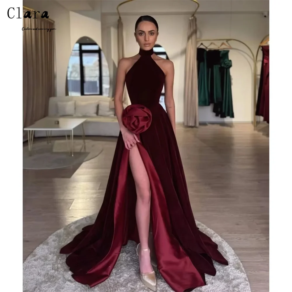 

Clara Custom Red Side Slit Off the Shoulder A Line Elegant Party Dresses for Women Luxury Long Prom Dress 2026 Women's Ball Gown