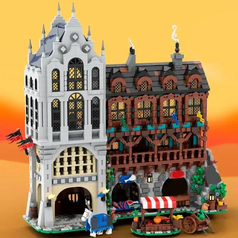 

New 4136Pcs Moc European Medieval Street View Town Square Castle Custom Puzzle Model Diy Creative Ideas Child Toy Birthday Gifts