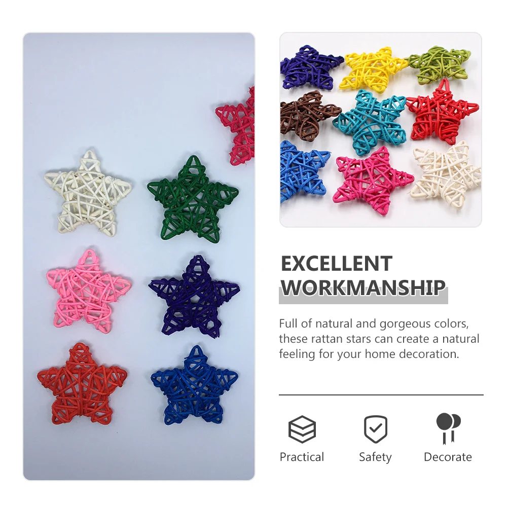 

20Pcs Rattan Stars Christmas Decoration DIY Star Shaped Ornaments Home Decor Wedding Centerpiece Table Display Natural Style
