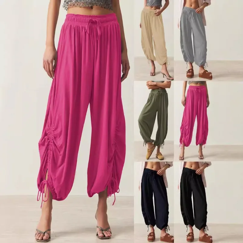 Drawstring Tethered Bloomers Women's Pants Summer Summer Thin Casual Trousers Women