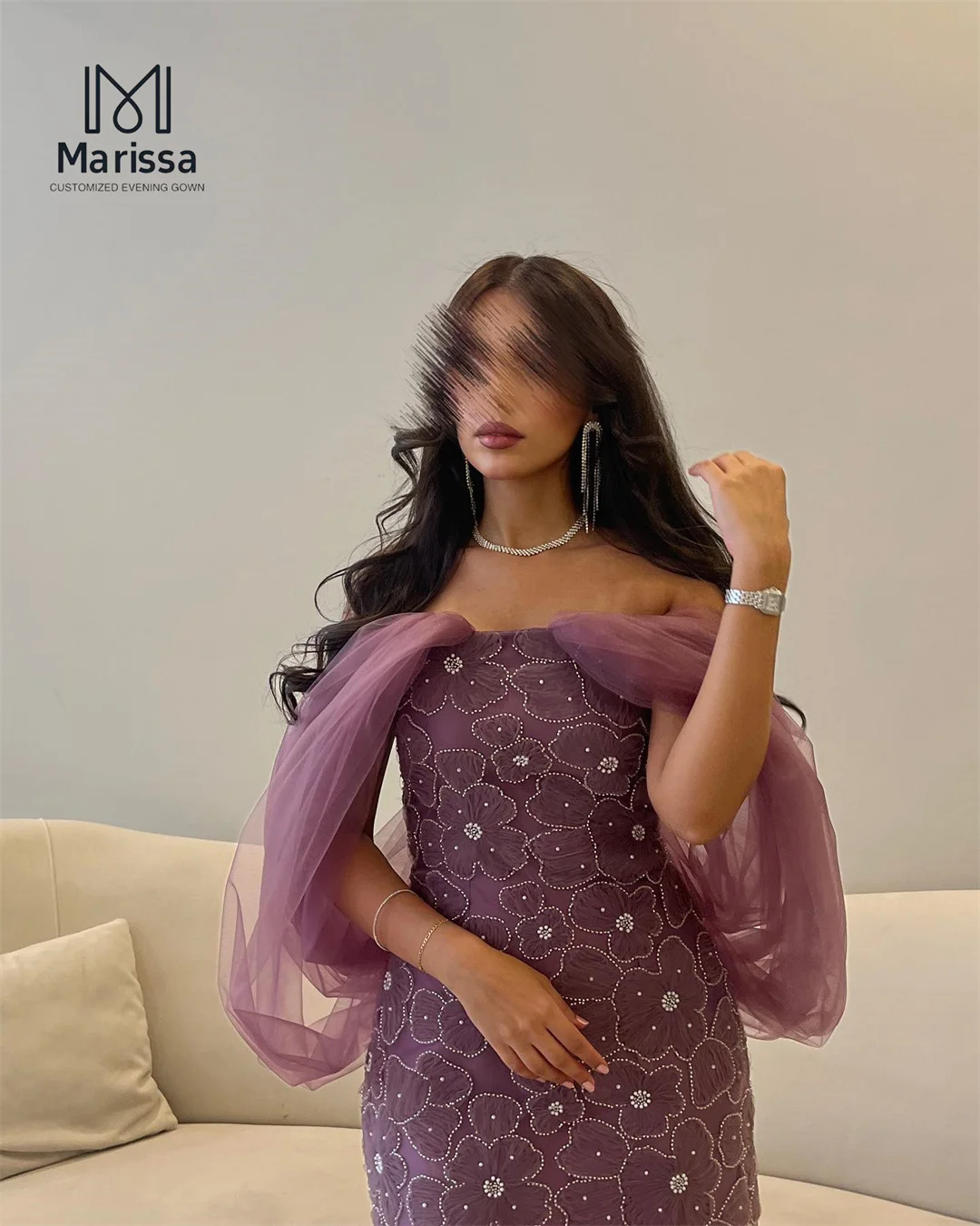 Marissa renda impressão elegante vestidos femininos para vestidos de festa de casamento mulher 2025 feito sob encomenda cauda de peixe fora do ombro vestido de baile