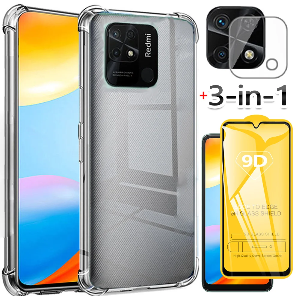 

3-in-1, glass + case for redmi-10c shockproof silicone phone cases redmi10c 10a xiaomi redmi 10 c cover redmi 10c case