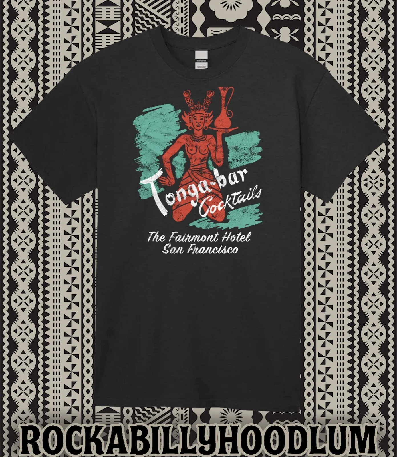 تي شيرت ريترو تيكي آرت تي شيرت قطني بار كوب مطعم تونغا بار سان فرانسيسكو كاليفورنيا