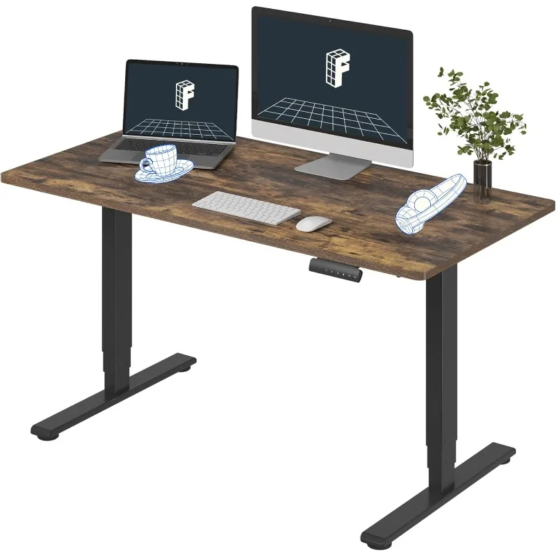 

T E6 Essential 3 Stages Dual Motor Electric Standing Desk 55x28 Inch Whole-Piece Board Height Adjustable Electric Sit St