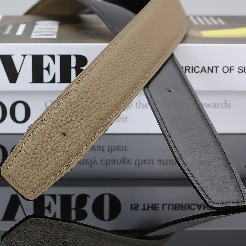 Luxury Belt Ultra-Thin Pointed Belt Headless Men And Women First Layer Cowhide Letter Buckle Replacement Buckleless Belts3.2/3.8