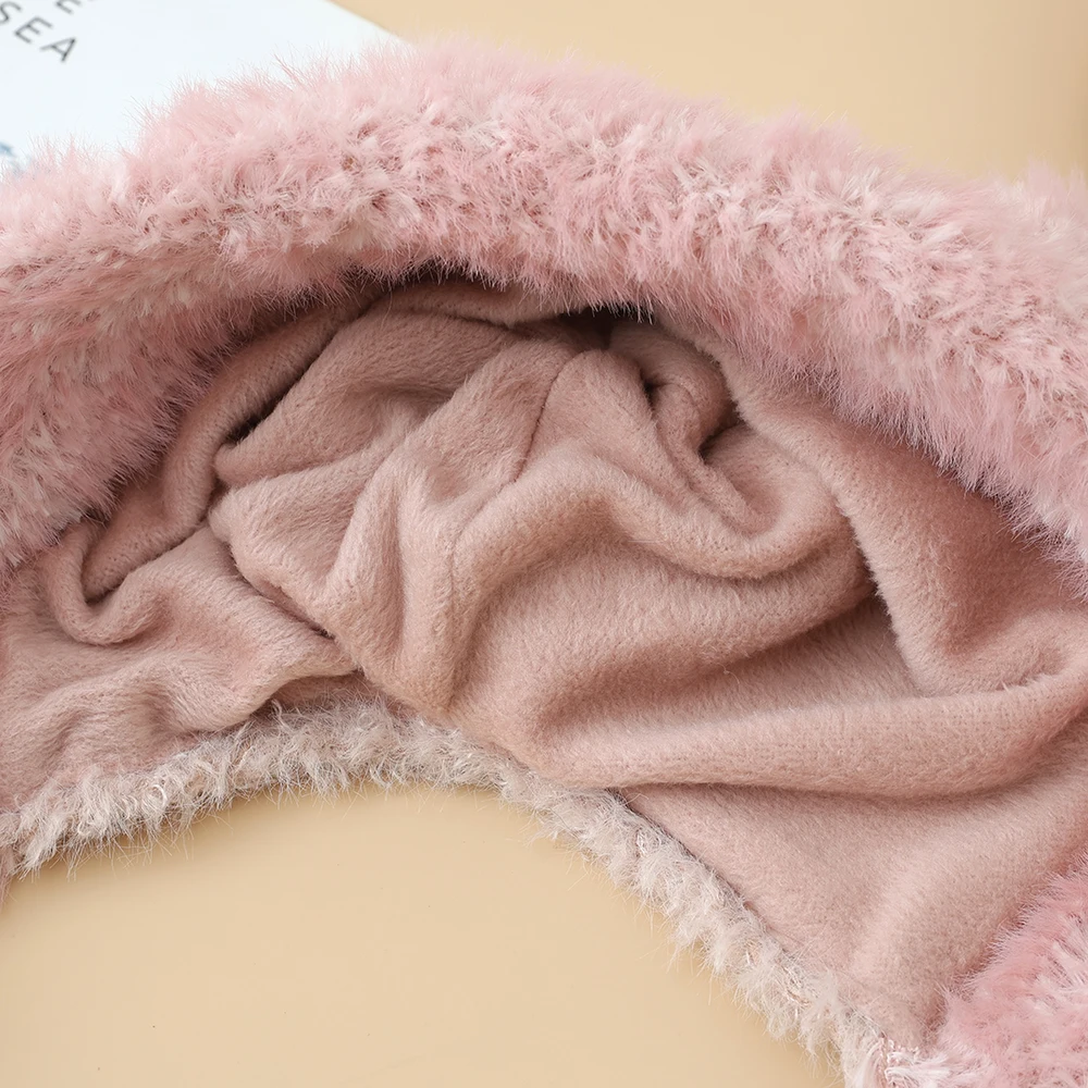 أزياء لطيف الدب آذان الشتاء قبعة الصوفية حماية الأذن بيني القبعات أفخم الباردة واقية قبعة الدراجات للنساء #5