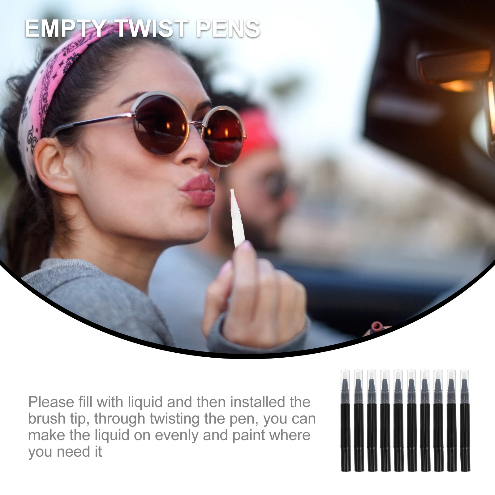 

10pcs Empty Pen Empty Pen Twisting Manicure Lip Gloss Plastic Portable Safe Refillable Beauty Manicure Supply Tool