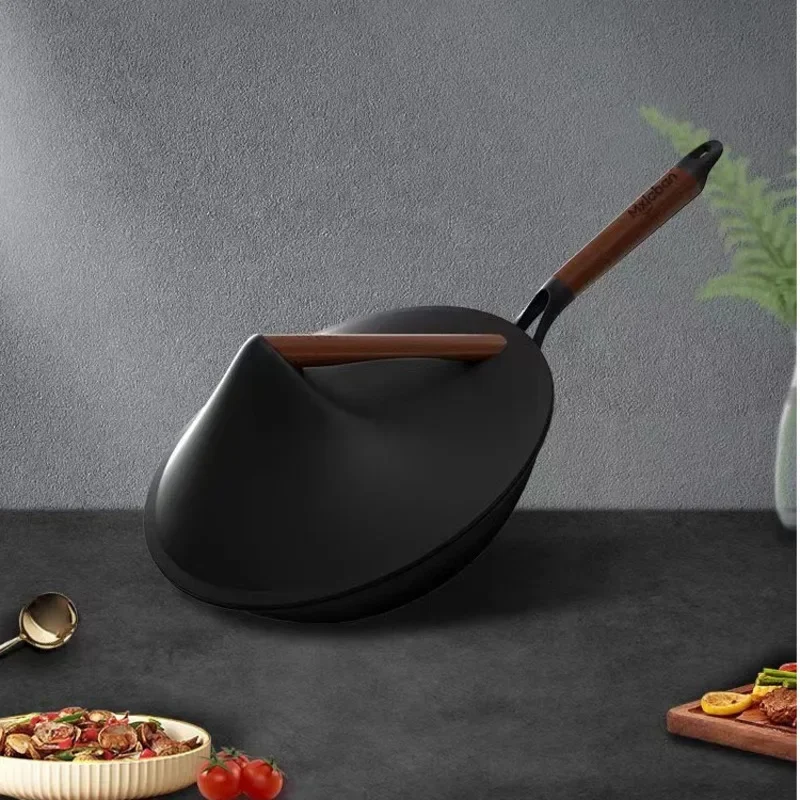 Recommend Lightweight Iron Woks Creative Hat Pot Lid Household Kitchen Pan Non Stick 33cm Large Capacity Cooking Food Cookware