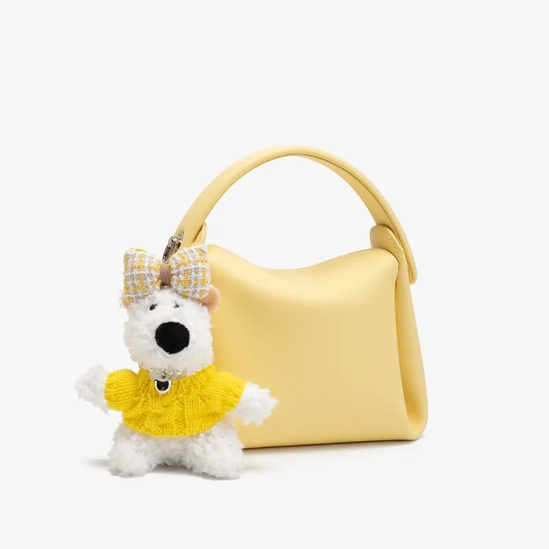 

2025 Spring New Tote Bag Cute Plush West Highland Puppy Pendant Women Commuter Shoulder Bag Fashion Simple Change Handbag