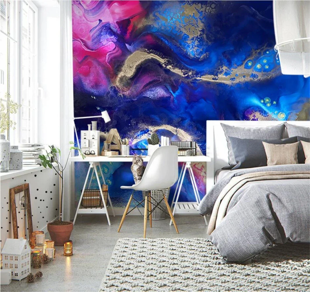 

Индивидуальные фотообои с абстрактным мраморным рисунком для гостиной, дивана, телевизора, фоновой стены, настенные фрески, 3D-наклейки Papel De Parede