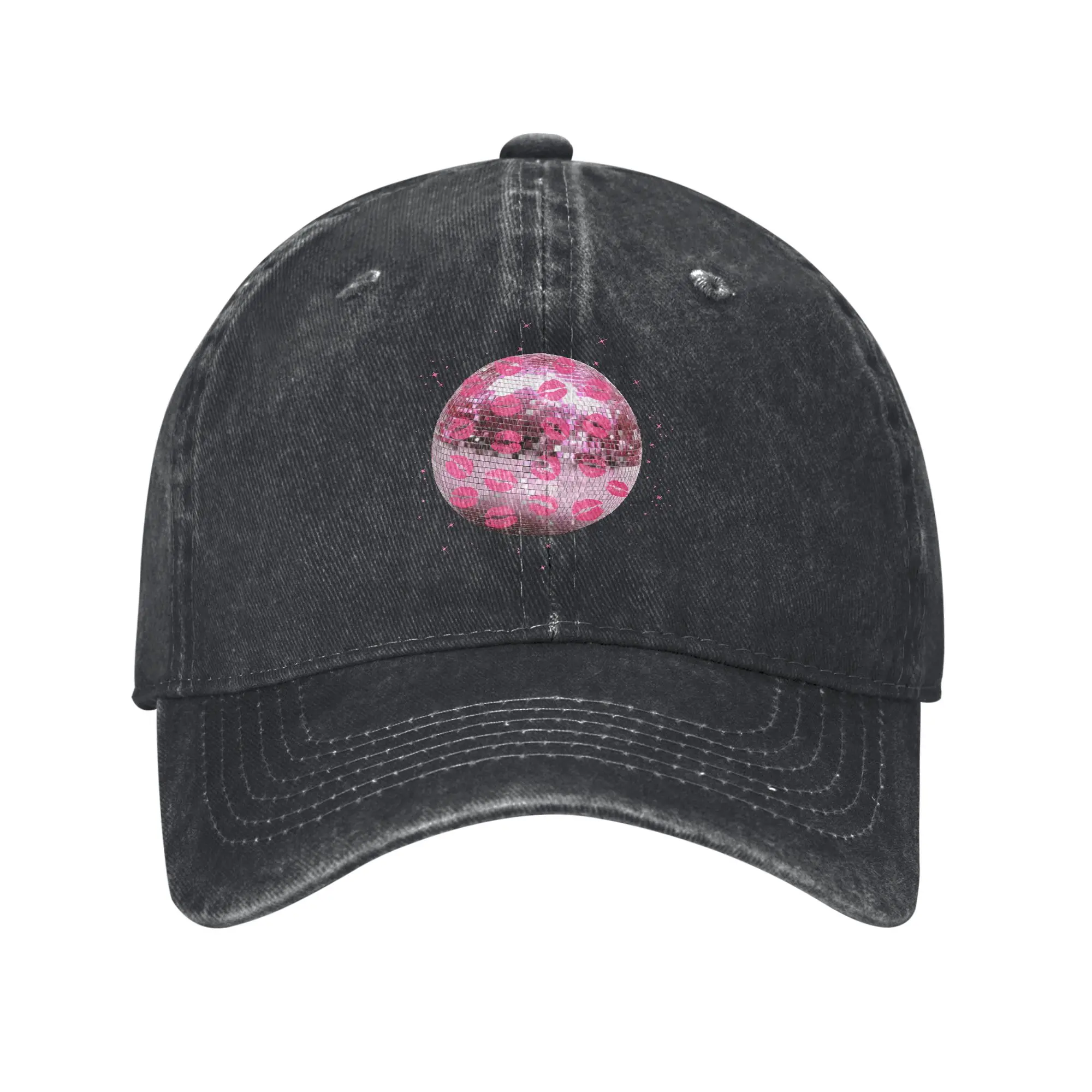 Disco Ball Kissing Lips Casual Baseball Cap Spring  Trucker Hat Adjustable Tennis Skate Snapback Cap Couple Women Baseball Caps