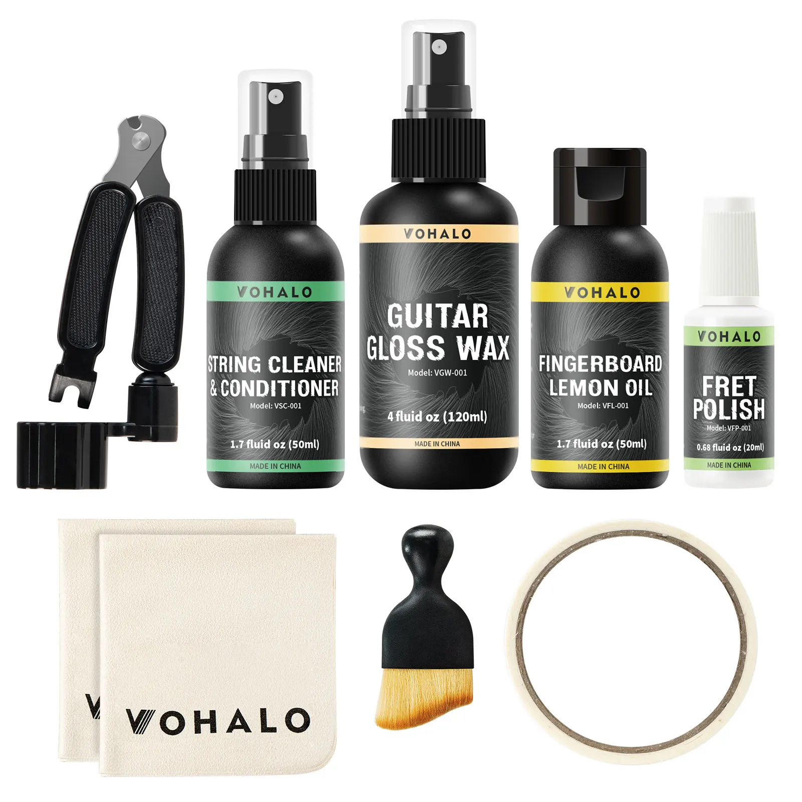 SONICAKE/VOHALO Electric Acoustic Guitar Cleaning Kit String Cleaner Oil Orange Polish Oil Fingerboard Lemon Oil Cloth & Tools