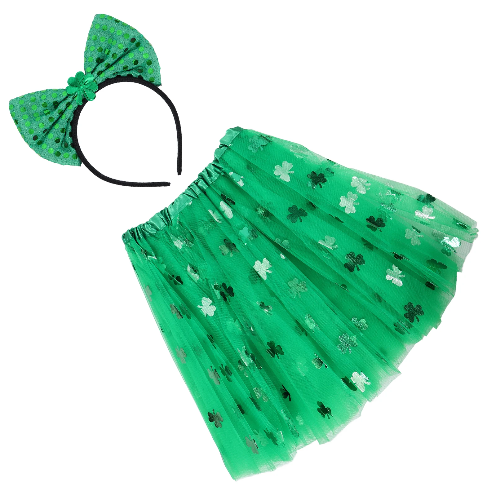 Short Skirt Hairband Patrick's Day Headdress Funny Festival Props Mesh Headband Party Accessories Creative Kids